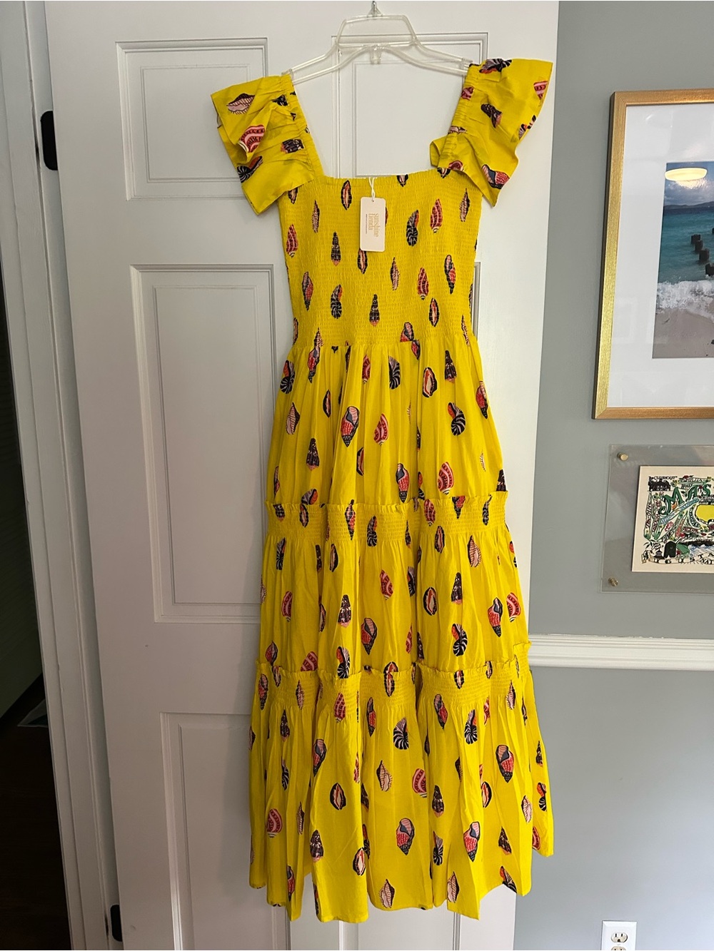 Sunny Yellow Tiered Maxi Dress with Flutter Straps